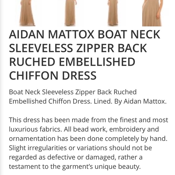 Aidan Mattox boat neck sleeveless ruched embellished chiffon gown - Picture 6 of 8